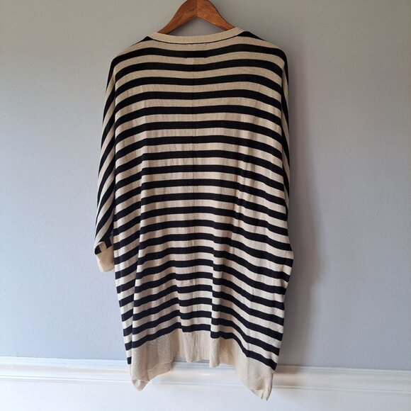 Knit Wear Striped XS Women Soft Cardigan  Open Front 3/4 Sleeve Pockets - Picture 7 of 7